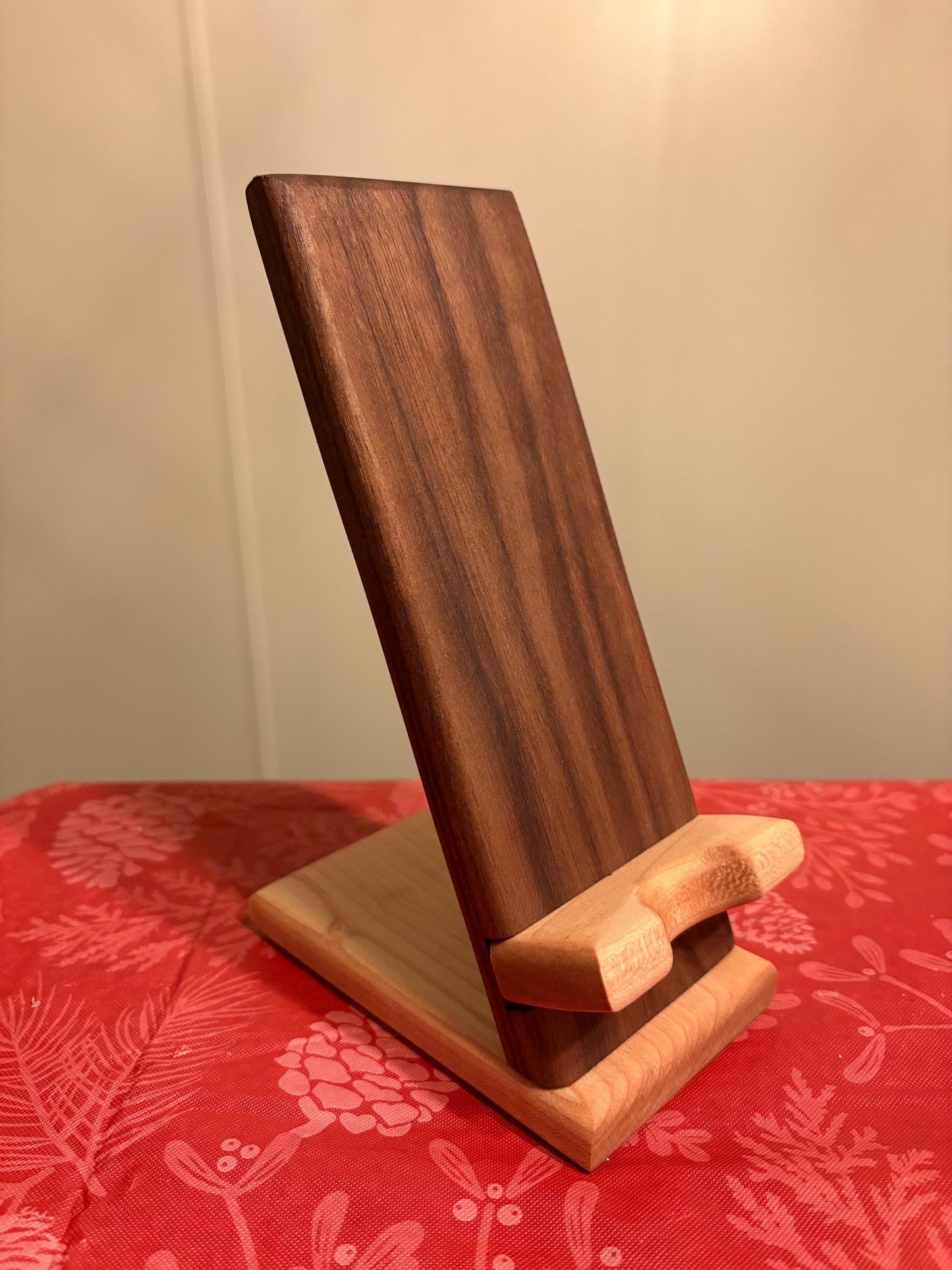 Handcrafted Wooden Phone and Tablet Stand - Minimalist Desk & Bedside Holder