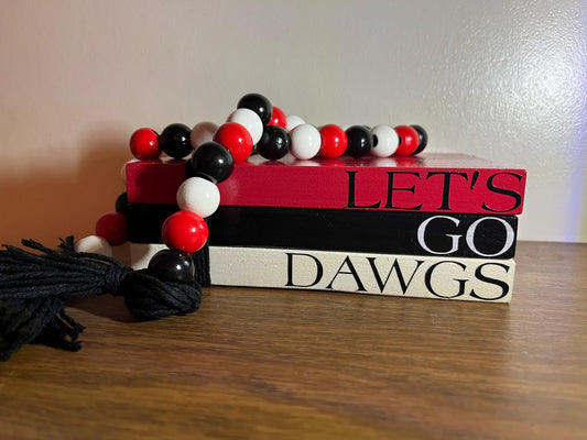 Sports Team Wood Book Stack with Bead Garland